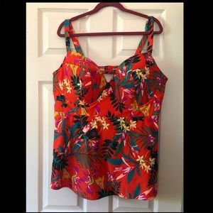 Red Tropical Tankini Top